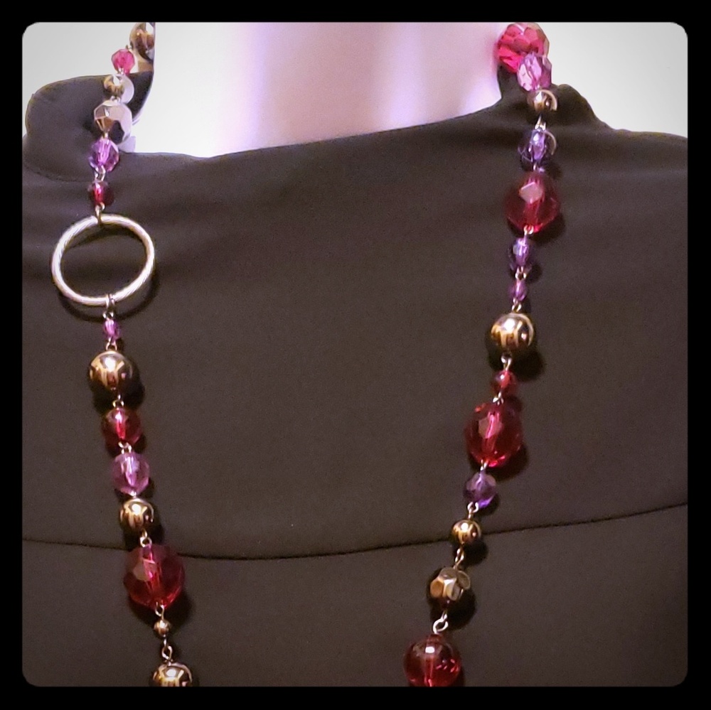 Women's extra long multi colored necklace